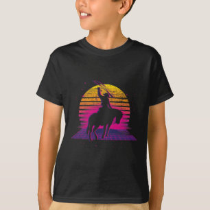 Country Horseck Riding Western Retro Vaporwave Cow T-Shirt