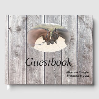 Country Horses Grey Barnboard Guestbook