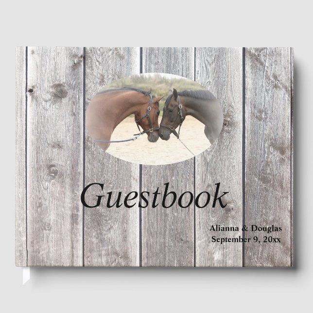 Country Horses Grey Barnboard Guestbook (Front)