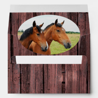 Country Horses Red Barnboard Envelope