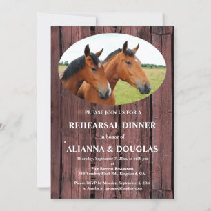 Country Horses Red Barnboard Rehearsal Dinner Invitation