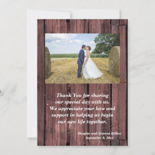 Country Horses Red Barnboard Thank You card