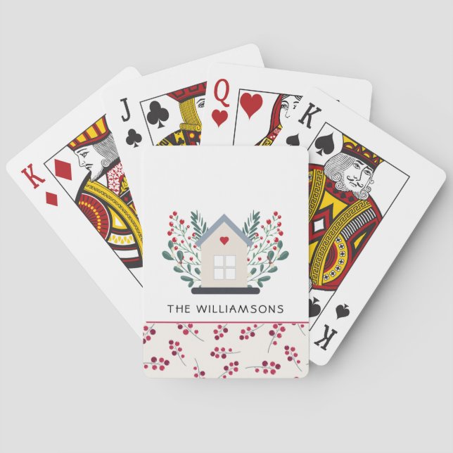 Country House and Berries Family Name  Playing Cards (Back)