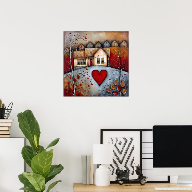 Country house on the hill grunge Ai art Poster (Home Office)