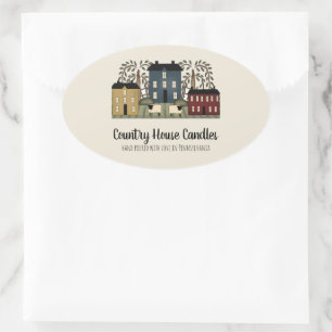 Country House Whimsical Craft Custom Oval Sticker