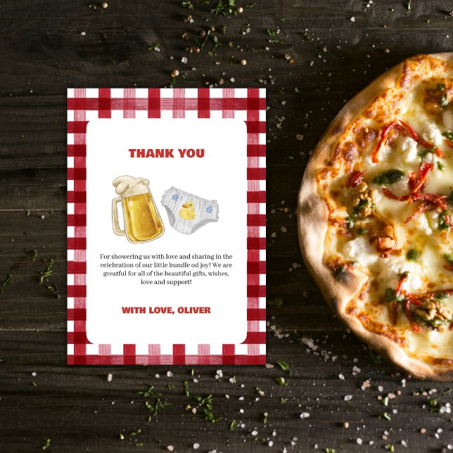 Country Huggies Chuggies Beer Diaper Baby Shower  Thank You Card (Country Huggies Chuggies Beer Diaper Baby Shower Thank You Card)