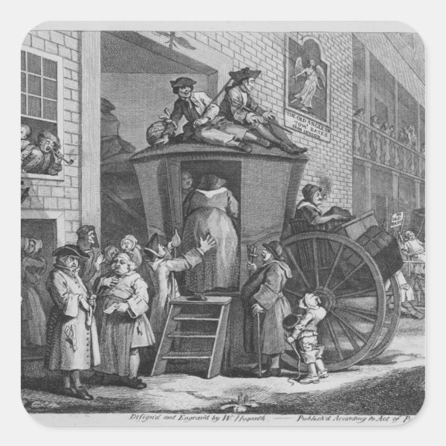 Country Inn Yard, 1747 Square Sticker (Front)