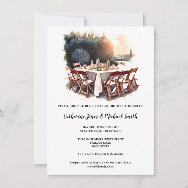 Country Italian Tuscan dinner landscape watercolor Invitation (Front)