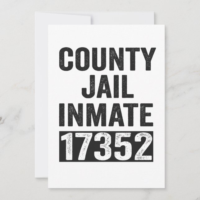 Country Jail Inmate 17352 Funny Halloween Prison Thank You Card (Front)