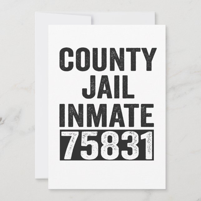 Country Jail Inmate 75831 Funny Halloween Prison Thank You Card (Front)