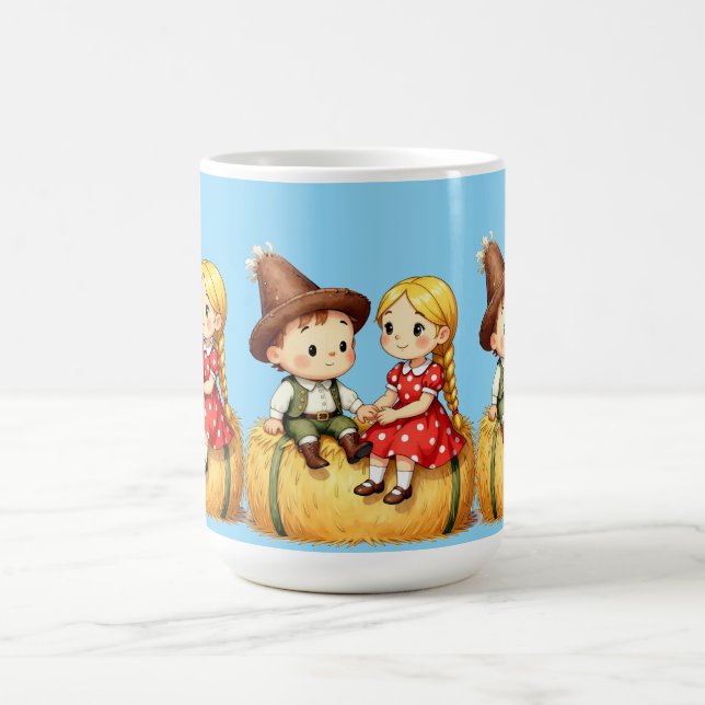 Country Kids on a Hay Bale,  Coffee Mug (Center)