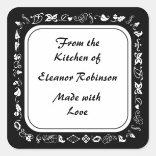 Country Kitchen Black and White Canning Labels