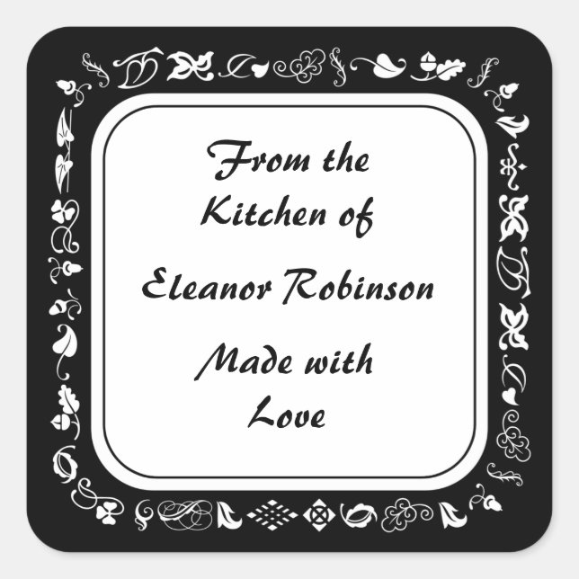 Country Kitchen Black and White Canning Labels (Front)