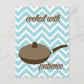 Country Kitchen- pans and pots on chevron. Postcard
