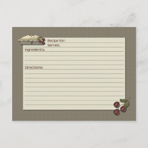 Country Kitchen Recipe Card