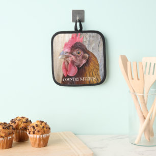 Country Kitchen Red Chicken Hen Pot Holder