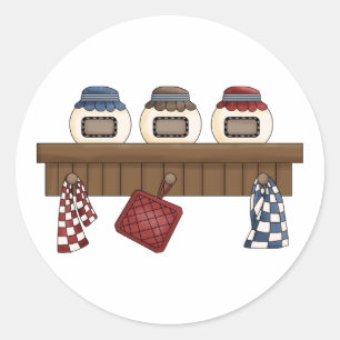 Country Kitchen Shelf Classic Round Sticker