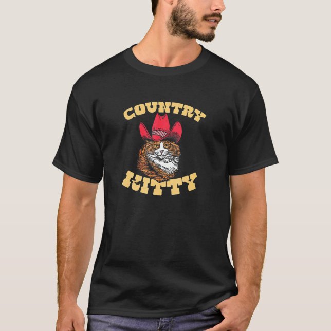Country Kitty  Country Cowgirl Cat Western Vibe T-Shirt (Front)