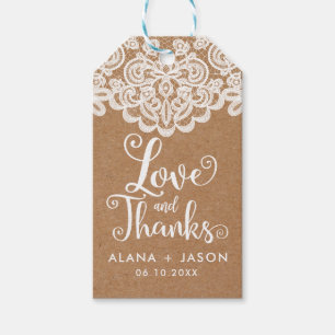Country Kraft and Lace Wedding Favour Tag