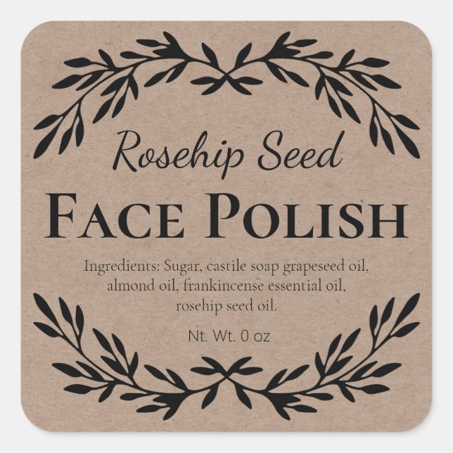 Country Kraft Face Polish Scrub Labels (Front)