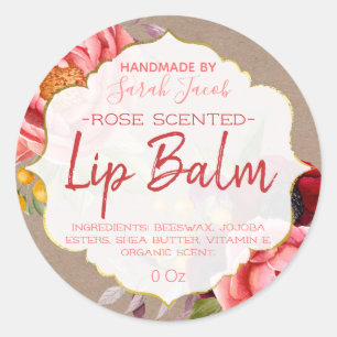 Country Kraft Floral Lip Balm Label