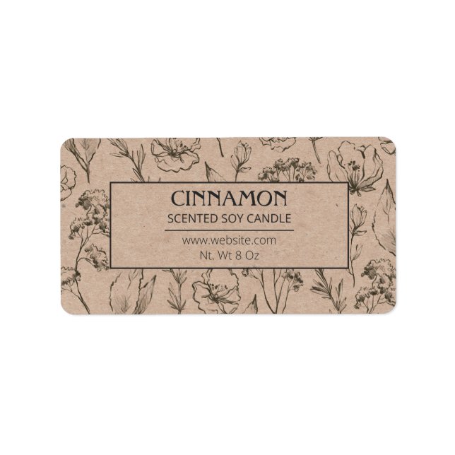 Country Kraft Wildflower And Herb Candle Labels (Front)
