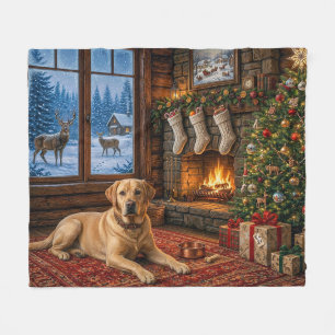Country Labrador Retriever Holiday  Fleece Blanket