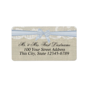 Country Lace and Baby Blue Bow Label