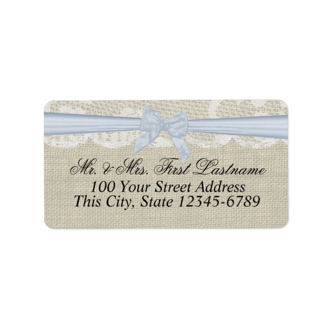 Country Lace and Baby Blue Bow Label (Front)