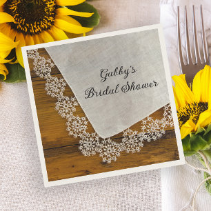 Country Lace and Barn Wood Bridal Shower Napkin