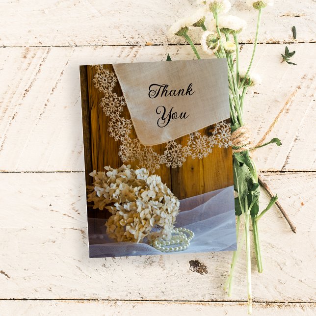Country Lace and Flowers Barn Wedding Thank You Postcard (Creator Uploaded)