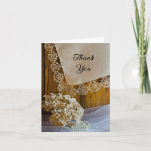 Country Lace and Flowers Bridesmaid Thank You Card