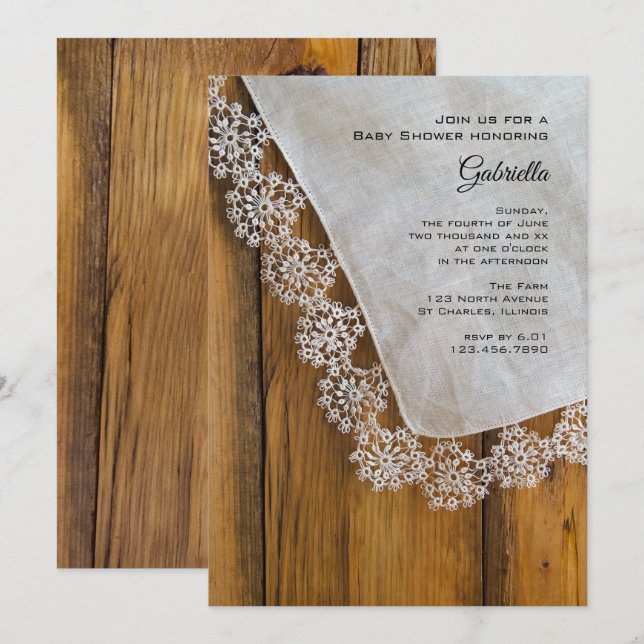 Country Lace Baby Shower Invitation (Front/Back)