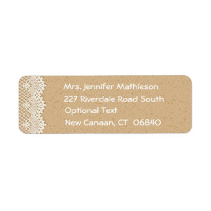 Country Lace Brown & White Rustic Return Address