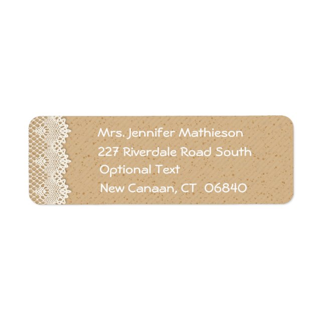 Country Lace Brown & White Rustic Return Address (Front)