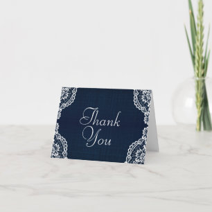 Country Lace & Denim Thank You Cards