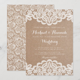 Country Lace Kraft Paper Wedding Invitation