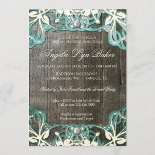 Country Lace Wood Rustic Bridal Shower Invite