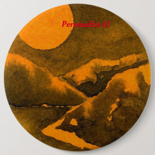 Country lake at night with hunters or harvest moon 6 cm round badge