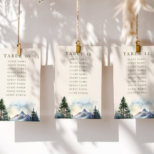 Country Lake Mountain Forest Wedding Seating Cards