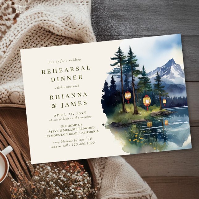 Country Lake Twilight Wedding Rehearsal Dinner Invitation (Wedding Rehearsal Dinner Invitation  from the Country Lake wedding collection by Darling & May)