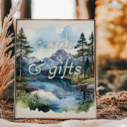 Country Lake Wedding Watercolor Cards & Gifts Poster