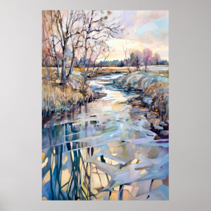 Country Landscape Watercolor Painting Poster