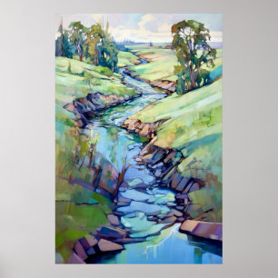 Country Landscape Watercolor Painting Poster