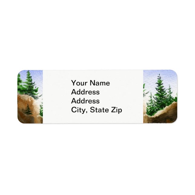 Country landscapes clear summer  sky rocks pine. (Front)