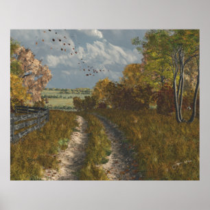 Country Lane in Fall Poster