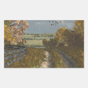 Country Lane in Fall Rectangular Sticker