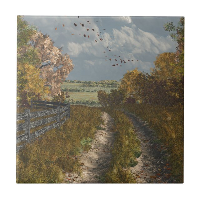 Country Lane in Fall Tile (Front)