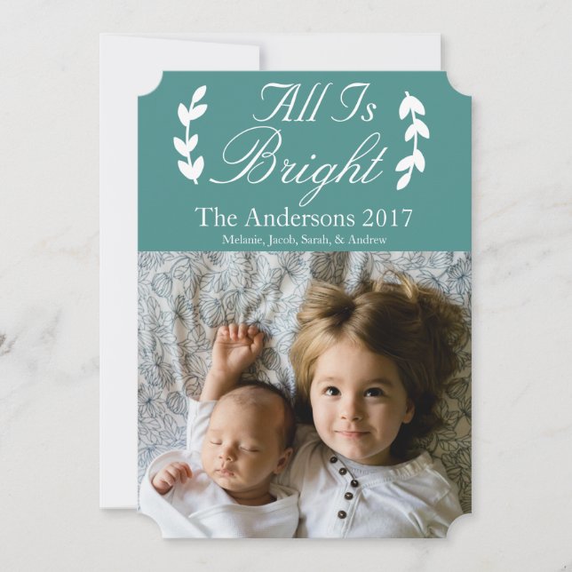 Country Laurel Family Photo Collage Christmas Card (Front)