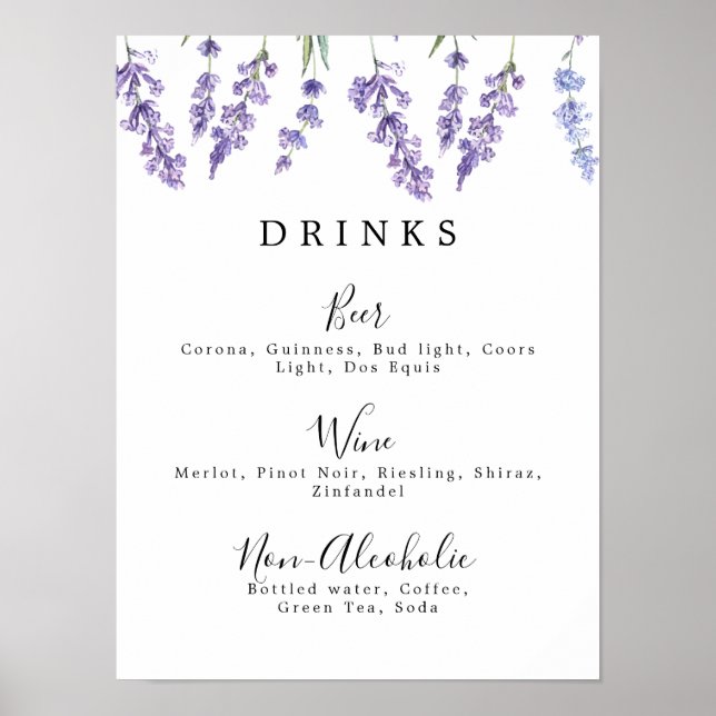 Country Lavender Drink Menu Poster (Front)